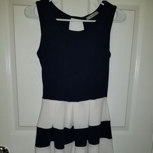 Dark Navy and White Striped Dress